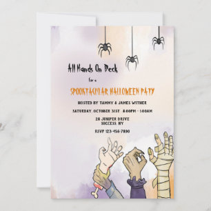 Invitation Toutes les mains sur le pont fête d'Halloween