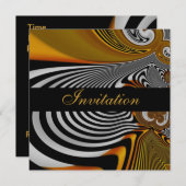 Invitation Toutes les occasions Abstrait Orange Ar (Devant / Derrière)