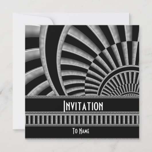 Invitation Toutes Les Occasions Argent Noir Art Dé (Devant)