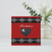 Invitation Toutes les occasions Argent Rouge Coeur (Debout devant)