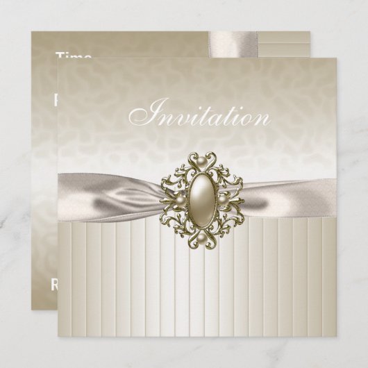 Invitation Toutes Les Occasions Biege Cream Jewel (Devant / Derrière)