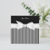 Invitation Toutes les occasions Black Bow White Stripe Party  (Debout devant)