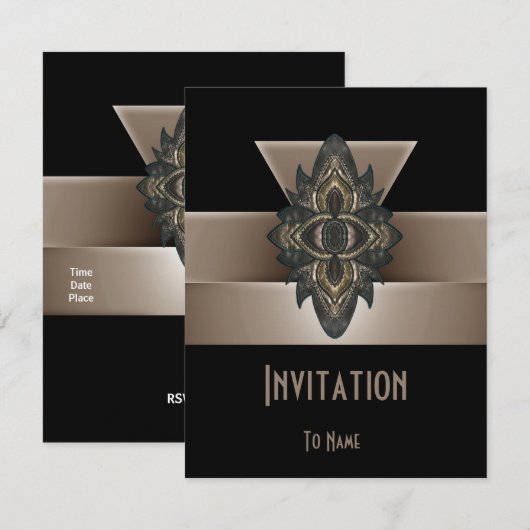 Invitation Toutes les Occasions Black Gold Biege A (Devant / Derrière)
