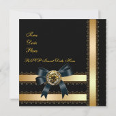 Invitation Toutes les occasions Black Gold Stripe  (Dos)