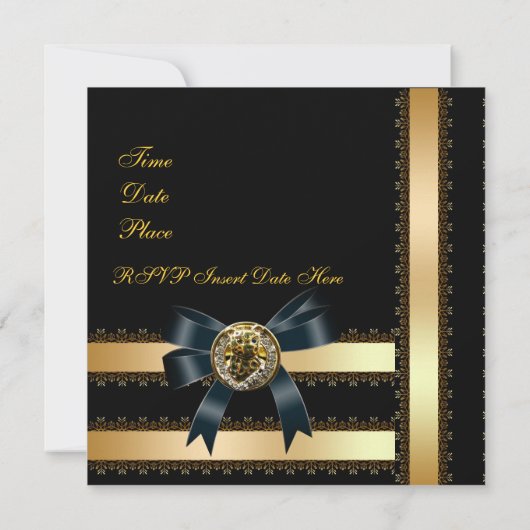 Invitation Toutes les occasions Black Gold Stripe  (Dos)