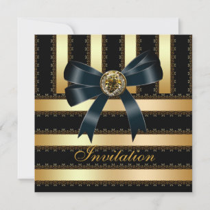 Invitation Toutes les occasions Black Gold Stripe