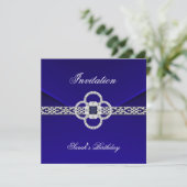 Invitation Toutes les Occasions Bleu Bijou d'argen (Debout devant)
