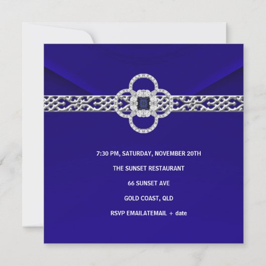 Invitation Toutes les Occasions Bleu Bijou d'argen (Dos)