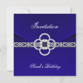 Invitation Toutes les Occasions Bleu Bijou d'argen (Devant)