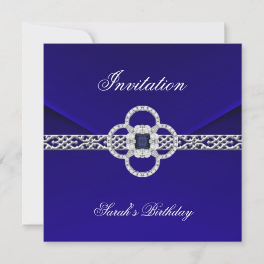 Invitation Toutes les Occasions Bleu Bijou d'argen (Devant)