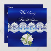 Invitation Toutes Les Occasions Bleu Blanc Dentell (Devant / Derrière)