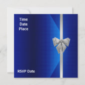 Invitation Toutes les occasions Bleu Bow Argent (Dos)