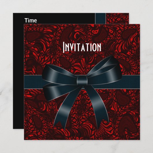 Invitation Toutes Les Occasions Bow Noir Rouge (Devant / Derrière)