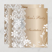 Invitation Toutes Les Occasions Café Lace Blanche  (Devant / Derrière)