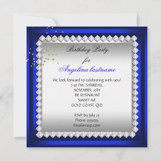 Invitation Toutes les occasions Champagne Royal Blue Heels Go (Dos)