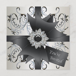 Invitation Toutes les occasions Ivory Blue Black Party Invita