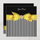 Invitation Toutes les occasions Jaune Black White Stripe Part (Devant / Derrière)