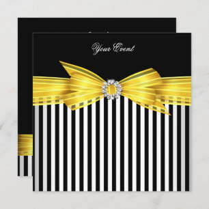 Invitation Toutes les occasions Jaune Black White Stripe Part