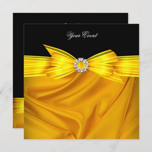 Invitation Toutes les occasions Luxe Jaune Black Party (Devant / Derrière)