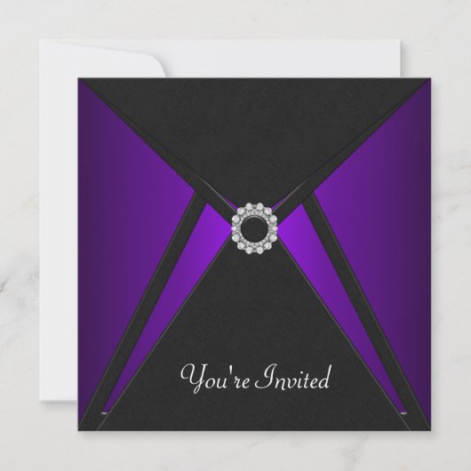 Invitation Toutes les occasions Noir violet Modèle d'invitati (Devant)