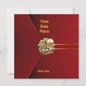 Invitation Toutes les Occasions Rich Red Velvet Gold Image (Dos)