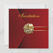 Invitation Toutes les Occasions Rich Red Velvet Gold Image (Devant)