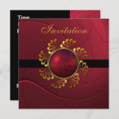 Invitation Toutes Les Occasions Riche Rouge Bijou  (Devant / Derrière)