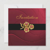 Invitation Toutes Les Occasions Riche Rouge Bijou  (Devant)