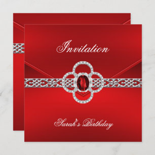 Invitation Toutes les Occasions Rouge Bijou Argent