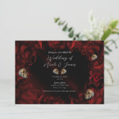 Invitation Toutes les Roses et Crânes rouges Mariage floral f (Debout devant)