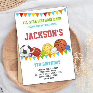 Invitation Toutes les Stars Sports Fête Anniversaire Invitati