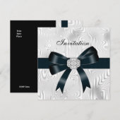 Invitation Toutes Occasions Abstrait Argent blanc (Devant / Derrière)