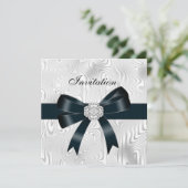 Invitation Toutes Occasions Abstrait Argent blanc (Debout devant)