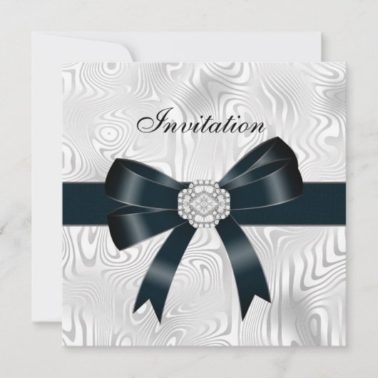 Invitation Toutes Occasions Abstrait Argent blanc (Devant)