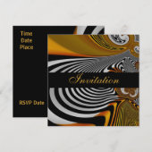 Invitation Toutes Occasions Abstrait Orange Argent (Devant / Derrière)