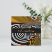 Invitation Toutes Occasions Abstrait Orange Argent (Debout devant)