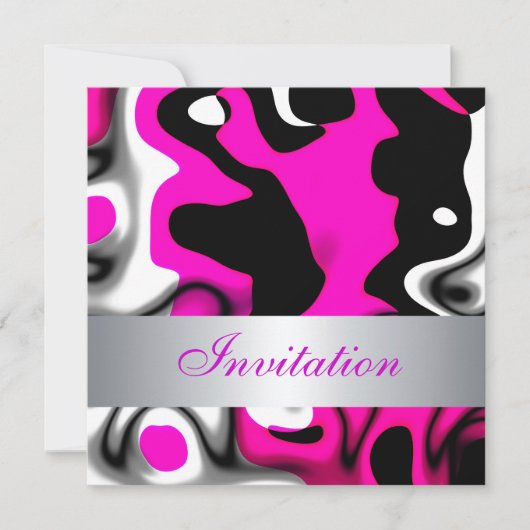 Invitation Toutes Occasions Abstrait Rose Argent (Devant)