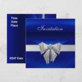 Invitation Toutes Occasions Bleu Arc Argent (Devant / Derrière)