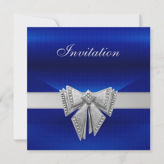 Invitation Toutes Occasions Bleu Arc Argent (Devant)