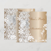 Invitation Toutes Occasions Café Dentelle Fleur Bl (Devant / Derrière)