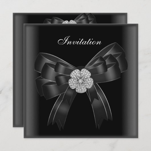 Invitation Toutes Occasions Diamant Bijou Noir Rub (Devant / Derrière)