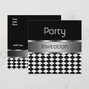 Invitation Toutes Occasions Diamant Noir Blanc