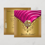 Invitation Toutes Occasions Élégant Rose Doré (Devant / Derrière)