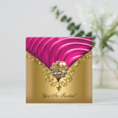 Invitation Toutes Occasions Élégant Rose Doré (Debout devant)