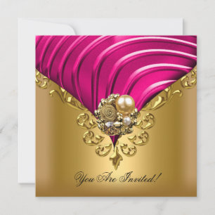 Invitation Toutes Occasions Élégant Rose Doré