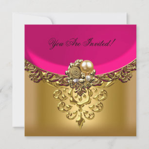 Invitation Toutes Occasions Élégant Saumon Rose Or