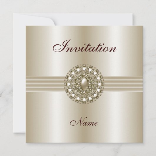 Invitation Toutes Occasions Élégante Perle Gem 2 (Devant)