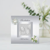 Invitation Toutes Occasions Fleur Argent Ajouter P (Debout devant)