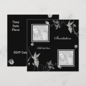 Invitation Toutes Occasions Fleurie Noire Ajouter (Devant / Derrière)
