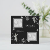 Invitation Toutes Occasions Fleurie Noire Ajouter (Debout devant)